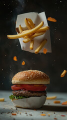 Wall Mural - Burger & Fries.