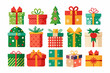 © Grafixxpert - Christmas Gift box set vector  illustration, Xmas gift box collection on white background