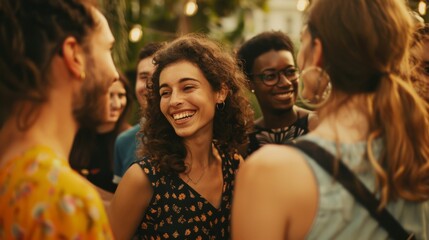 Sticker - A lively outdoor gathering where friends share smiles and laughter, enjoying a bright, sunny day in each other’s company.