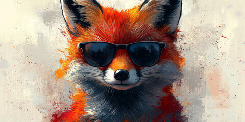 Canvas Print - A cool fox in sunglasses stares directly at the camera.