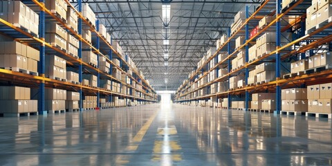 Aufkleber - A supply chain logistics hub with integrated data warehouse systems for inventory and distribution management