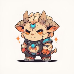 Sticker - Cute Anthropomorphic Goat Warrior