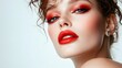 © michaswelt - A fashion portrait of a model with bold makeup, white background, high-end look