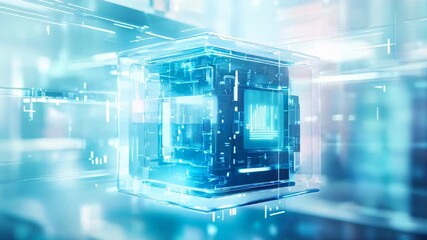 Wall Mural - abstract advanced technology blue cube