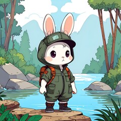 Poster - Cute Rabbit on Adventure