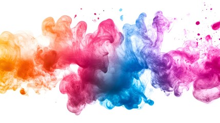 floating ink droplets: bright ink droplets of different colors floating in mid-air, merging together