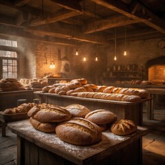 Warm and inviting old bakery with freshly baked products.