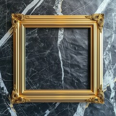 Poster - Golden luxury transparent empty photo frame 