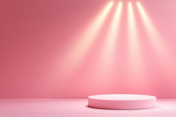 elegant pink showcase stage with soft lighting, minimalist design emphasizing simplicity and sophist