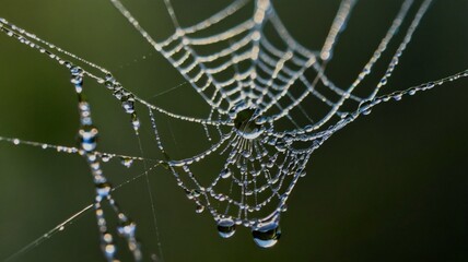 Wall Mural - spider web with dew drops