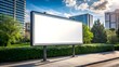 © Ehtisham - A blank billboard stands tall in a bustling cityscape. ready for your message.
