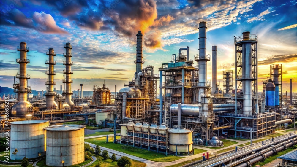 photo-stock-industrial-landscape-featuring-a-sprawling-oil-refinery
