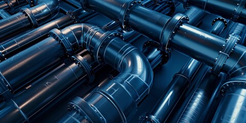 Aufkleber - Abstract industrial background with pipes and connectors, infrastructure and urban development