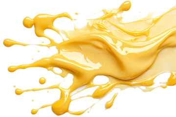 Closeup of melted cheese splash isolated on white background