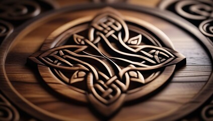 celtic knot carved wooden background texture featuring intricate medieval fantasy details