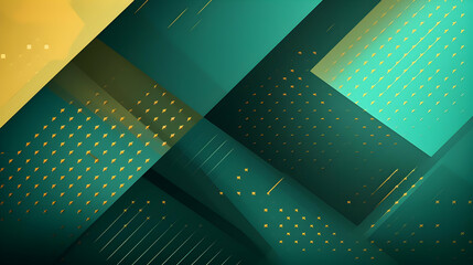 Wall Mural - Abstract Background with Green and Gold Geometric Shapes