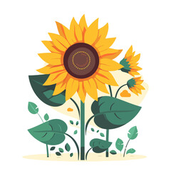 Wall Mural - sunflower flower. sunflower flower image isolated. cute sunflower drawing in flat design. vector ill
