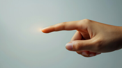 Finger touching on virtual screen ,hologram display,interface,big data concept.