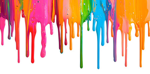 Sticker - Colorful rainbow paint dripping from above art isolated on white background