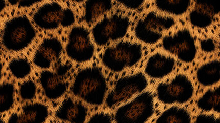 Realistic fur leopard seamless pattern