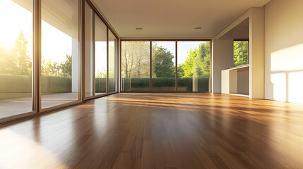 Wall Mural - Modern empty room with parquet floor