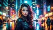 © Sirinporn - Moody urban cityscape women portraits nighttime bright lights urban style edgy