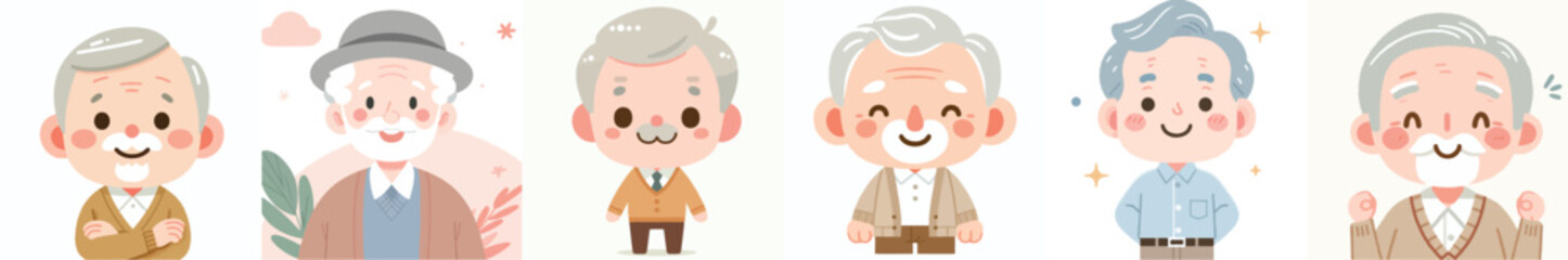 Wall Mural - vector set of grandparents with flat design style