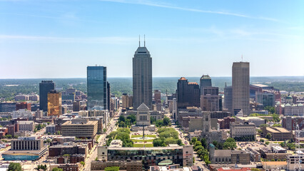 Downtown Indianapolis South View of Skyline in Spring