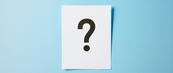Poster - An inset of a question mark on a panoramic blue background is shown on this note paper