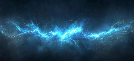 Poster - Lightning flash on dark background, banner design. Thunderstorm.