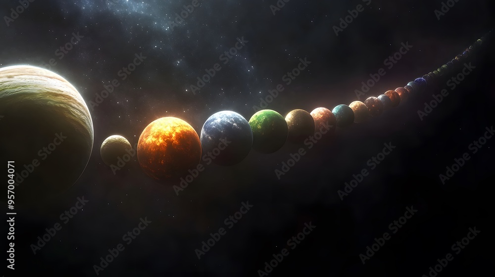 Planetary Alignment: The planets of the solar system aligned in a ...