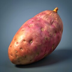 A close up photo of a single. whole. sweet potato with a vibrant red purple skin. perfect for culinary. healthy eating. and lifestyle projects.