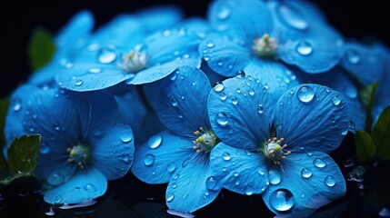 Wall Mural - Azure Flowers with Water Drops