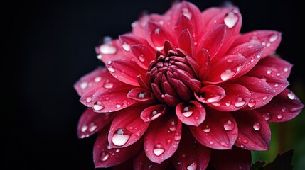 Wall Mural - Dew-Kissed Dahlia Flower Close-Up