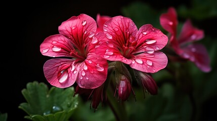 Wall Mural - Pink Geranium with Dew Drops