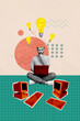 © deagreez - Trend artwork composite sketch photo collage of computer monitor retro keypad man work laptop smart idea lamp clever guy decision solution
