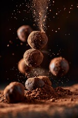 Wall Mural - Chocolate truffles with cocoa powder dusting