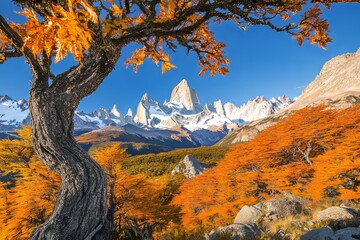 Wall Mural - Argentine Patagonia, Fitz Roy mountain in autumn.