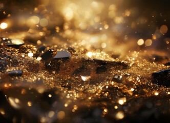 close up gold glitter background