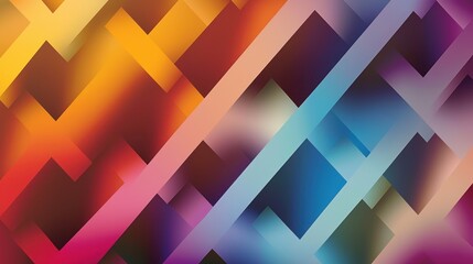 Wall Mural - A colorful zigzag shape with a gradient effect, transitioning smoothly between hues.