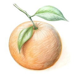 Wall Mural - A hand drawn illustration of a tangerine. rendered in pencil.