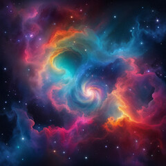 Poster - colorful nebula galaxy illustration background