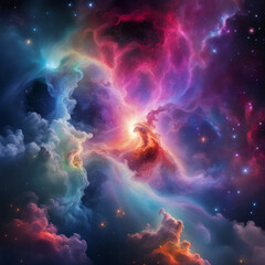 Poster - colorful nebula galaxy illustration background