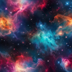 Canvas Print - colorful nebula galaxy illustration background