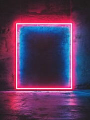 Poster - Neon Frame in Dark Room