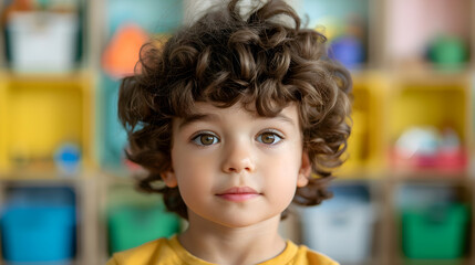 Canvas Print - Closeup Little Boy Doing Montessori Activities