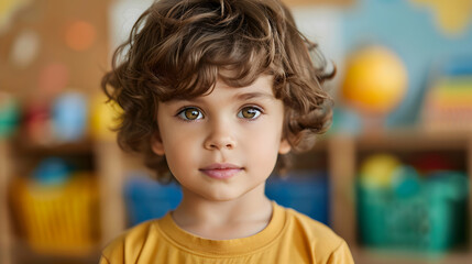 Poster - Closeup Little Boy Doing Montessori Activities