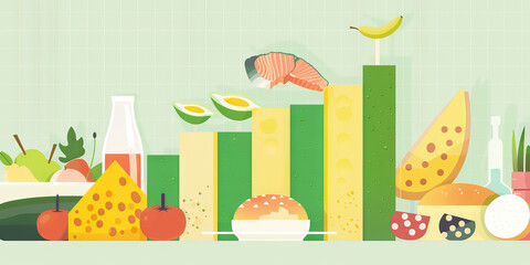 A bar graph indicating sales growth of various European food products in the past year. 