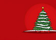 © Bonya Sharp Claw - A Christmas tree is shown on a red background. The tree is decorated with snow and has a star on top. The red background and the festive decorations create a warm and joyful mood
