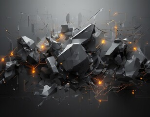 Poster - abstract 3d background with chaotic shapes